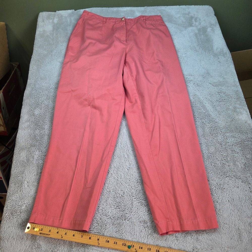 Talbots Straight Leg Pants Womens 16W High Rise Elastic Waist Twill Coral Pink